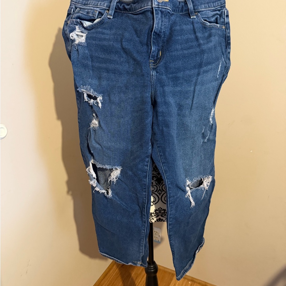 Lane Bryant Distressed Straight Leg Jeans - Blue